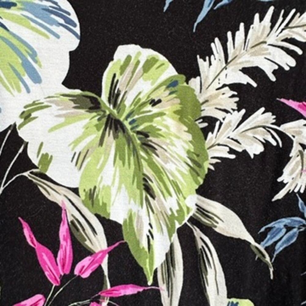 J. Jill Wearever Boat Neck Top 3/4 Sleeve Floral Tropical Leaf Print Black LARGE - Picture 4 of 10